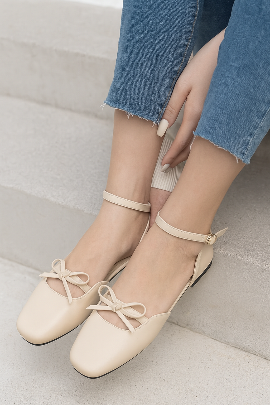 Daphne Flats In Vanilla – Handmade Brown Flats for Women | Wide-Foot & Bunion Friendly with Easy Hook Buckle