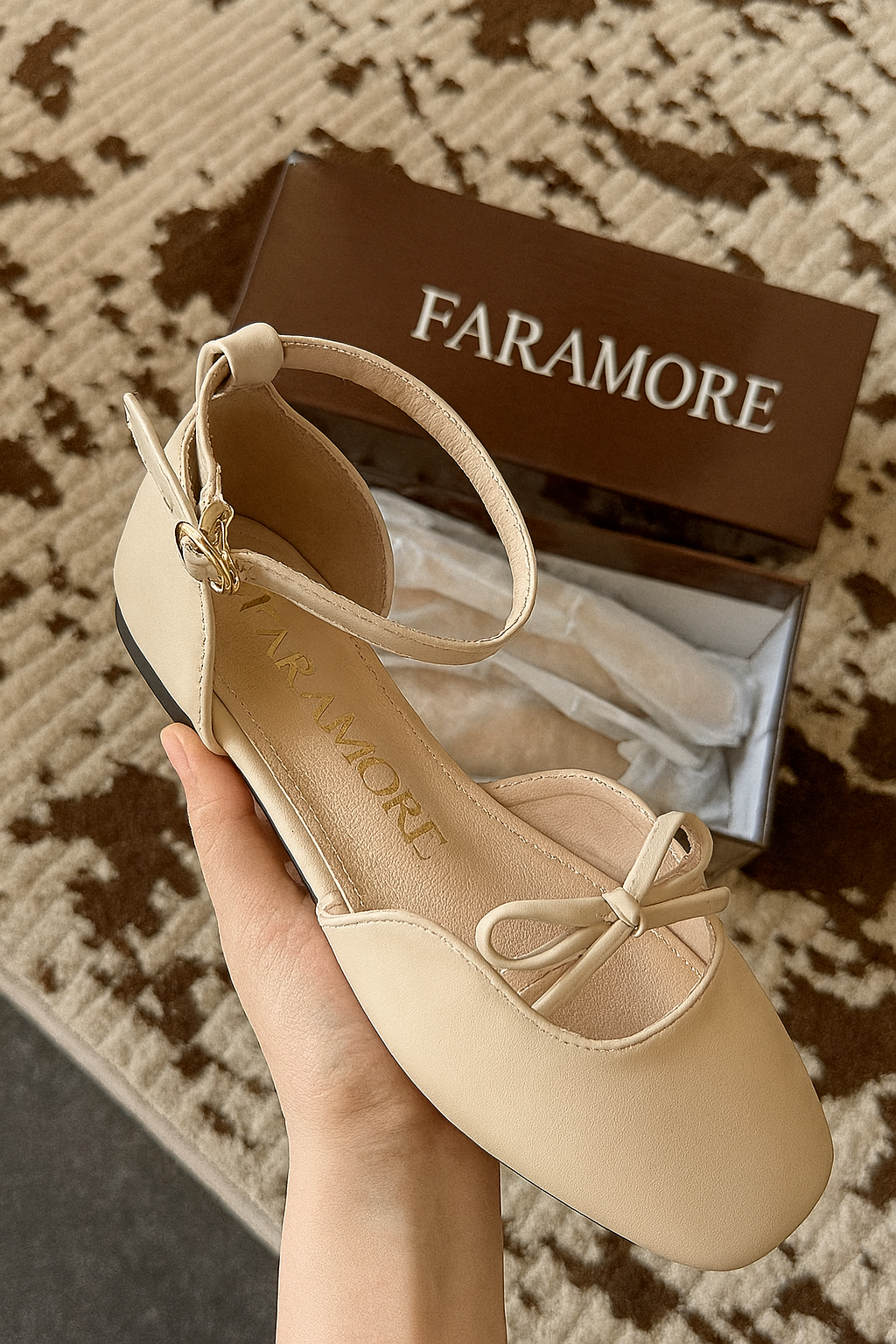 Daphne Flats In Vanilla – Handmade Brown Flats for Women | Wide-Foot & Bunion Friendly with Easy Hook Buckle