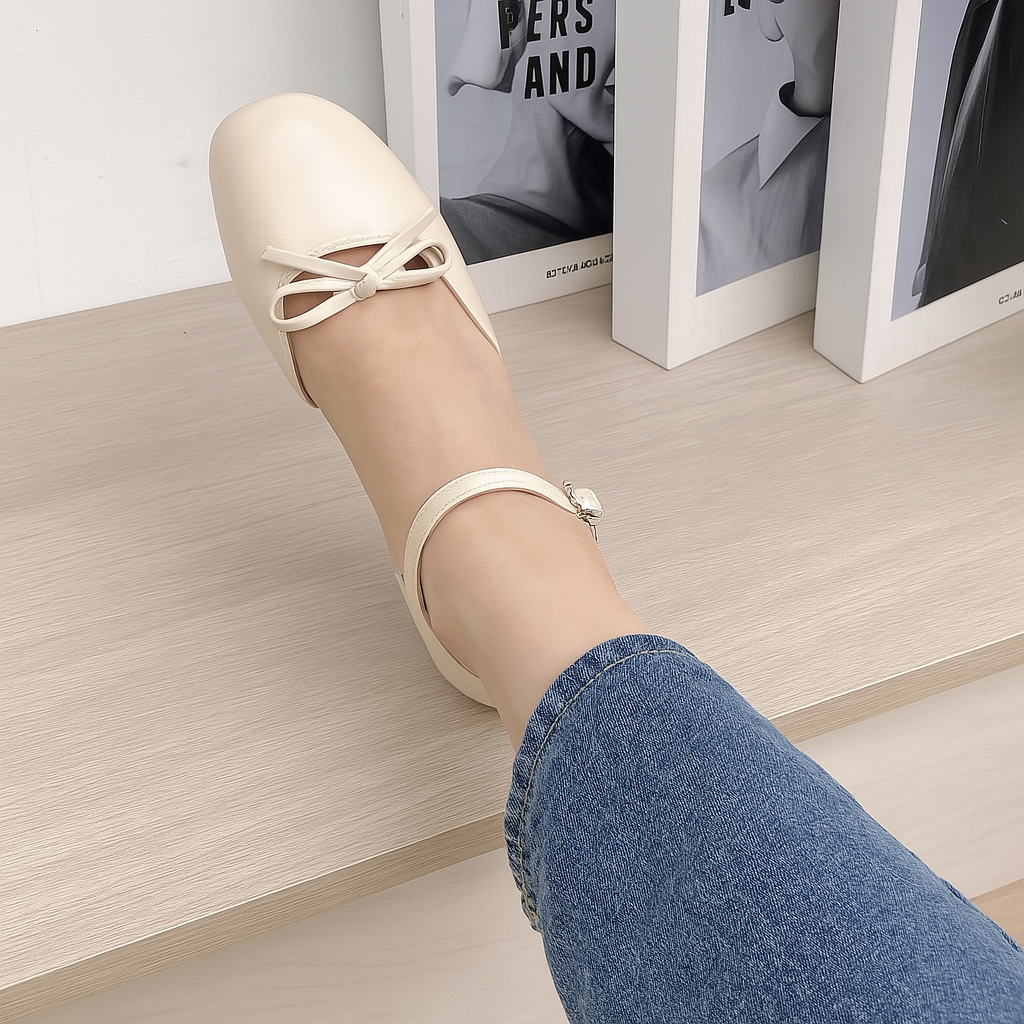 Daphne Flats In Vanilla – Handmade Brown Flats for Women | Wide-Foot & Bunion Friendly with Easy Hook Buckle