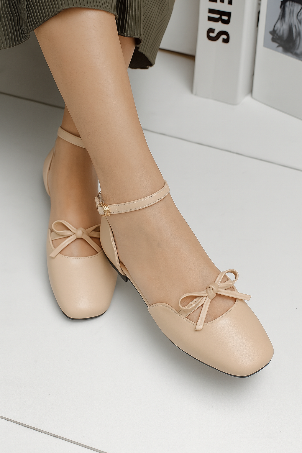 Daphne Flats In Moccachino – Handmade Brown Flats for Women | Wide-Foot & Bunion Friendly with Easy Hook Buckle