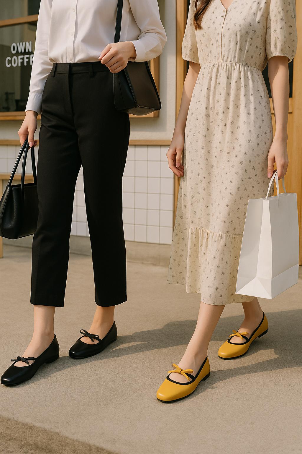 Eloise Flats in Black – Handmade Everyday Flats for Women | Wide-Foot Friendly with Strap & Bow