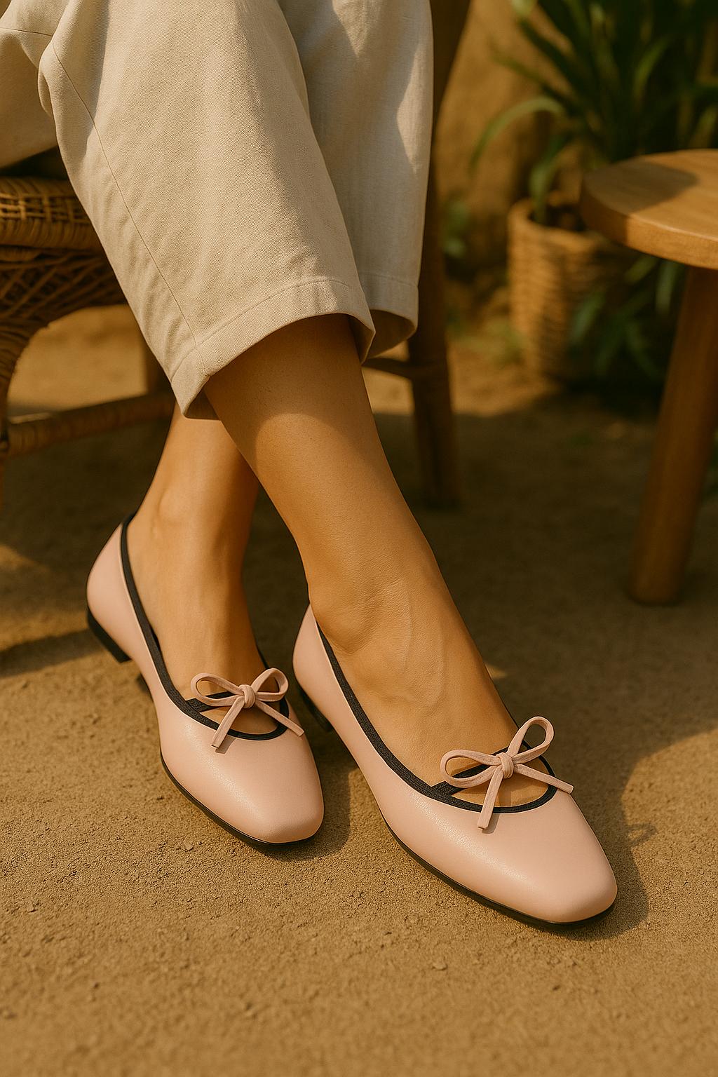 Eloise Flats in Blush Pink – Handmade Everyday Flats for Women | Wide-Foot Friendly with Strap & Bow