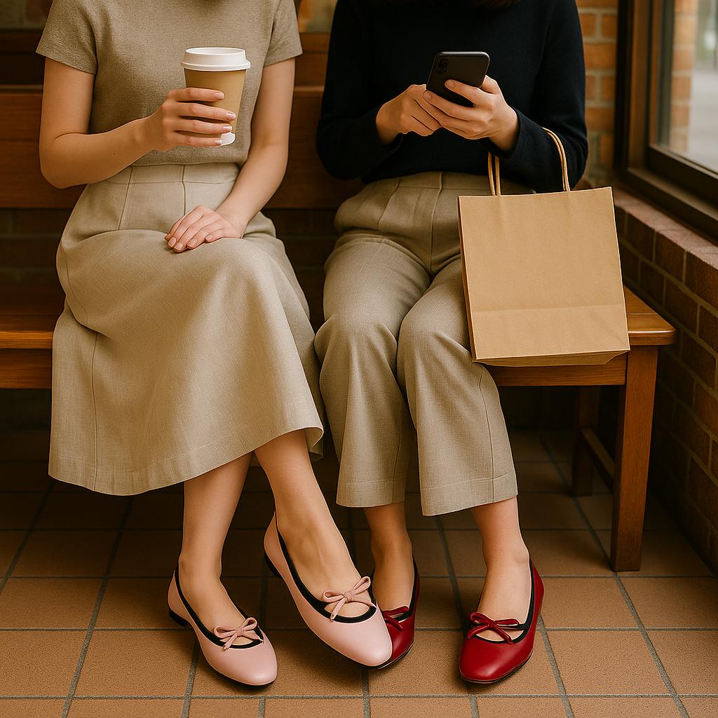 Eloise Flats in Cherry Red – Handmade Everyday Flats for Women | Wide-Foot Friendly with Strap & Bow