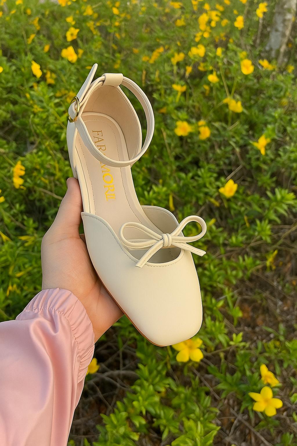 Daphne Flats In Vanilla – Handmade Brown Flats for Women | Wide-Foot & Bunion Friendly with Easy Hook Buckle
