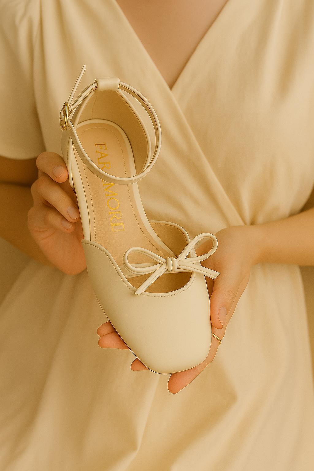 Daphne Flats In Vanilla – Handmade Brown Flats for Women | Wide-Foot & Bunion Friendly with Easy Hook Buckle