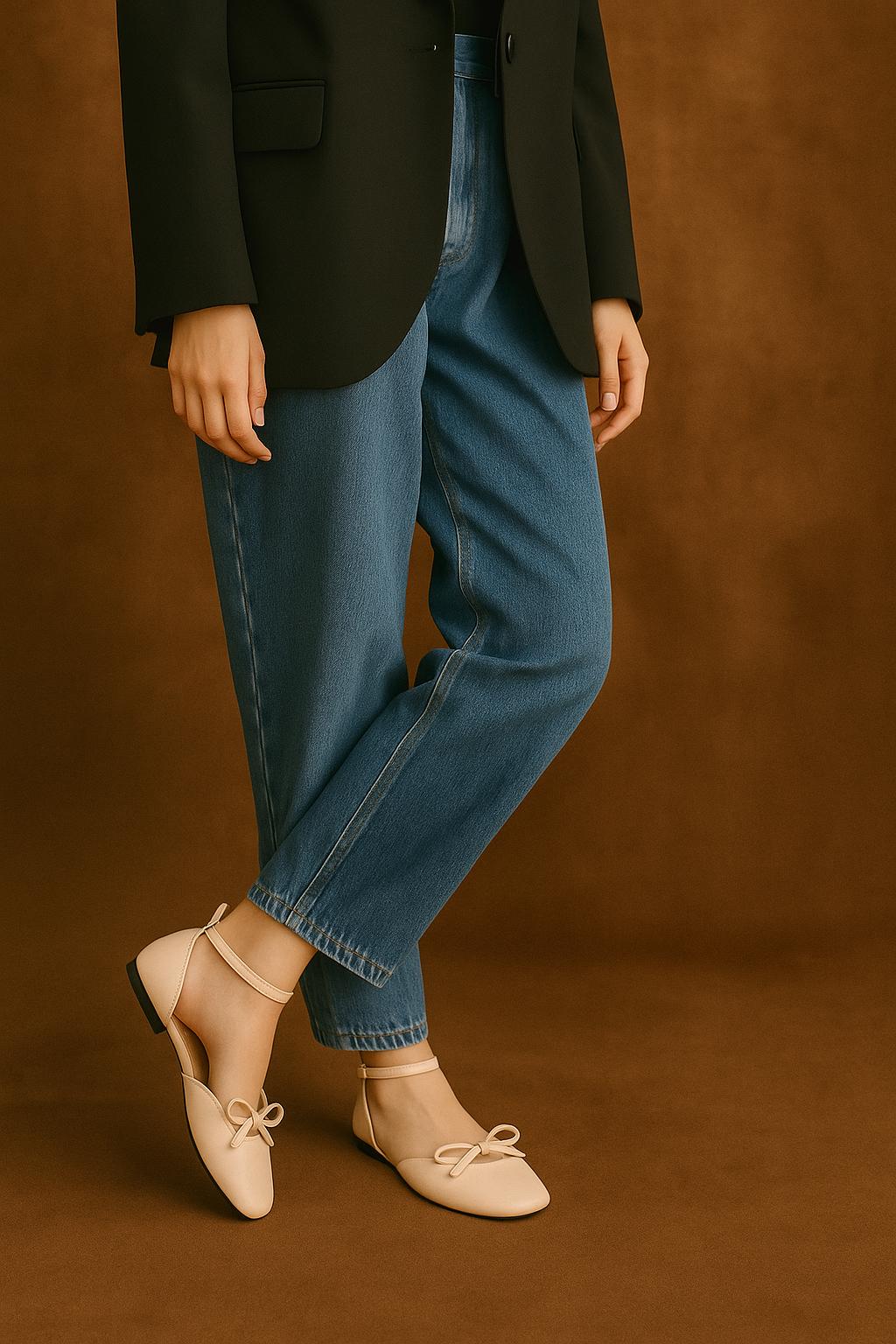 Daphne Flats In Moccachino – Handmade Brown Flats for Women | Wide-Foot & Bunion Friendly with Easy Hook Buckle