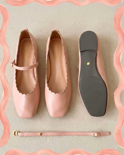 Mary-Bell Flats In Blush Pink | 2 Way Detachable Strap Mary Jane Ballerina