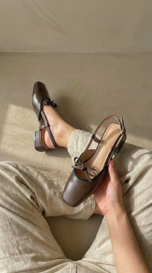 Francesca Midi Heels in Espresso | Comfy Anti-Slip Heels for Wide Feet | 2cm Low Heels