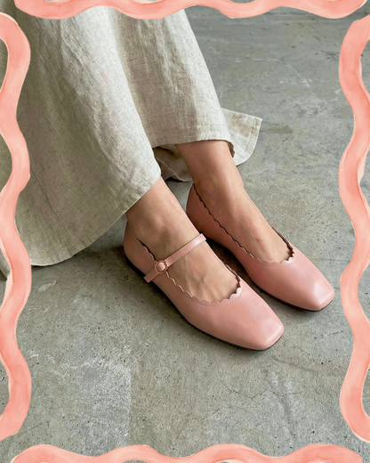 Mary-Bell Flats In Blush Pink | 2 Way Detachable Strap Mary Jane Ballerina