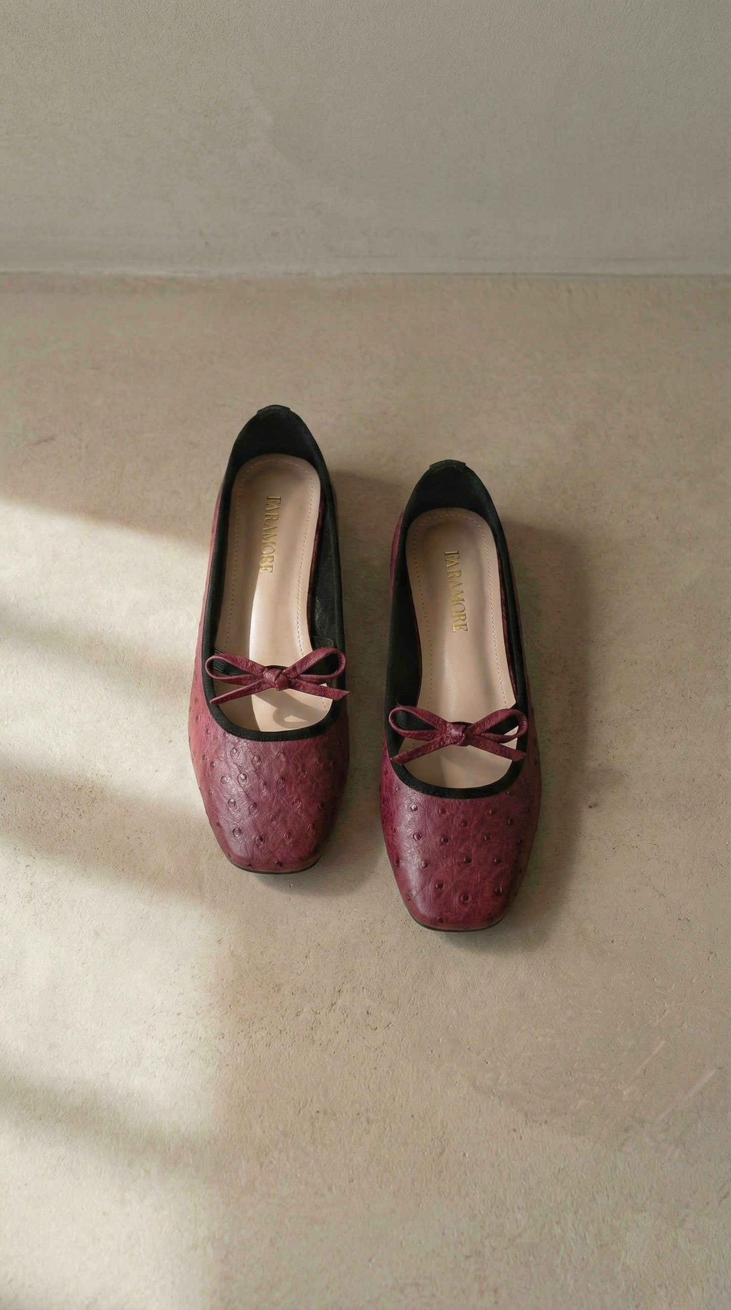 Charlotte In Red Velvet | Square Toe Flats – Handmade Wide Fit Shoes for Daily Comfort | FARAMORE