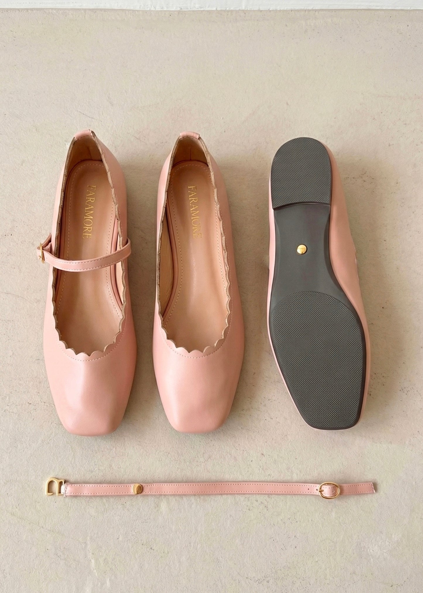 Mary-Bell Flats In Blush Pink | 2 Way Detachable Strap Mary Jane Ballerina