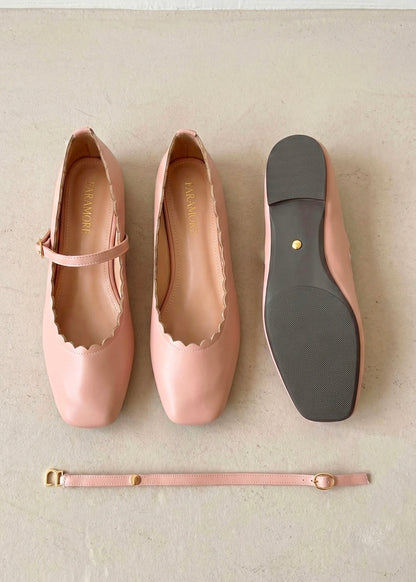 Mary-Bell Flats In Blush Pink | 2 Way Detachable Strap Mary Jane Ballerina