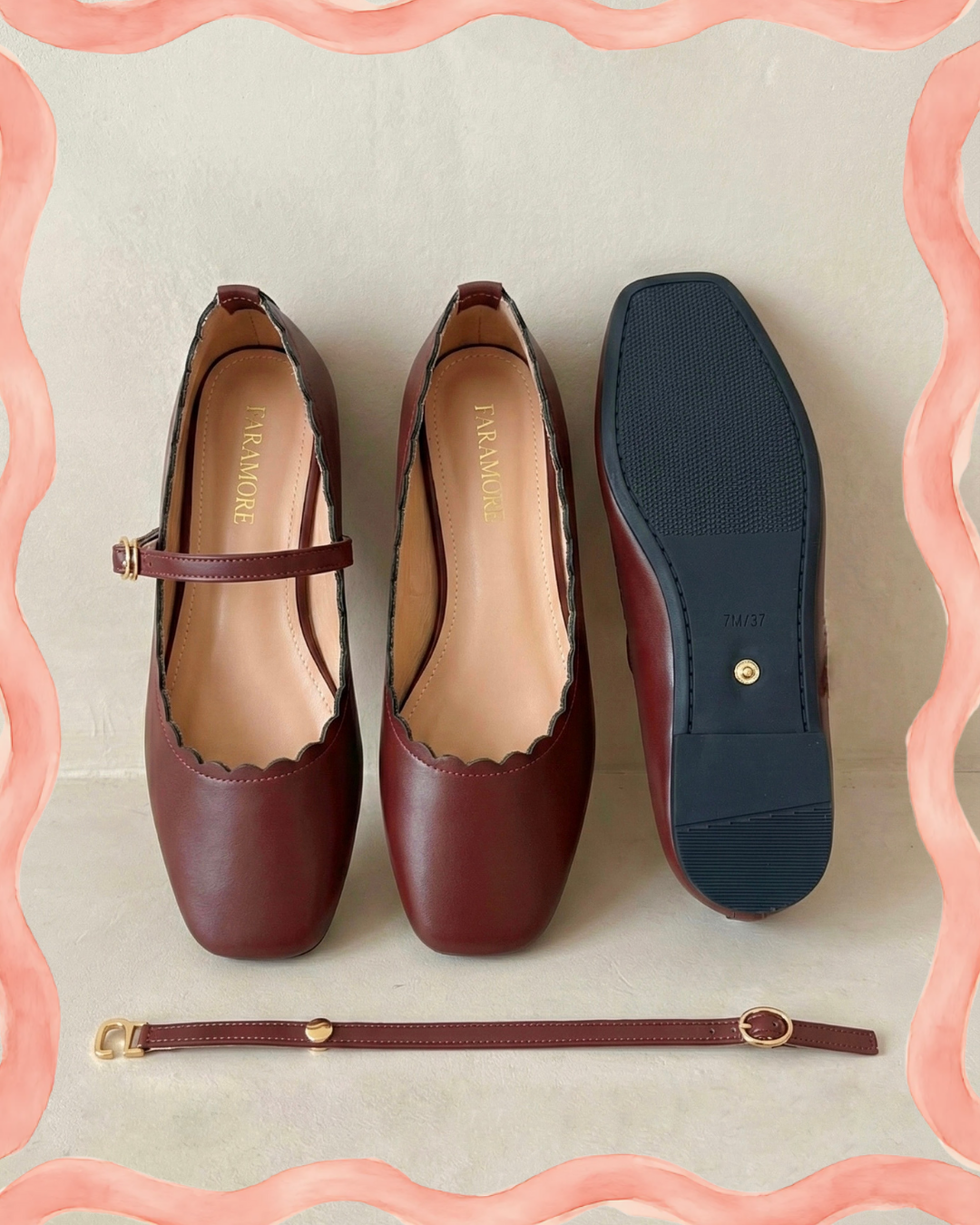 Mary-Bell Flats In Red Velvet | 2 Way Detachable Strap Mary Jane Ballerina