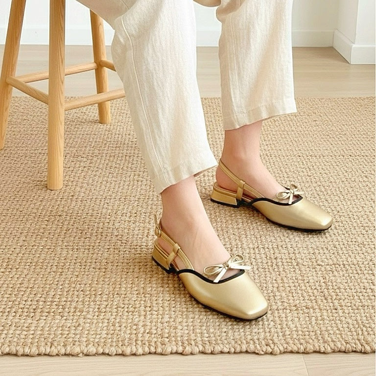 Francesca Midi Heels in Gold | Comfy Anti-Slip Heels for Wide Feet | 2cm Low Heels