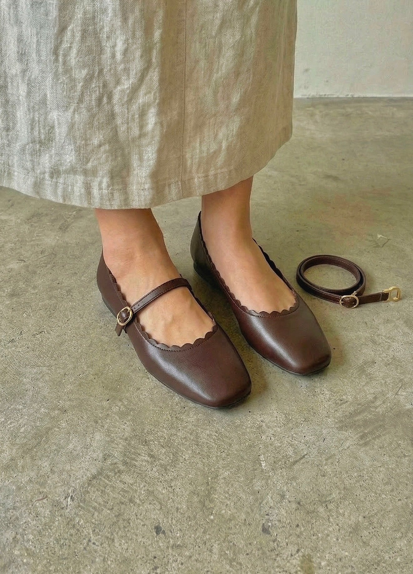 MaryBell Cloud In Espresso | 2 Way Detachable Strap Mary Jane Ballerina