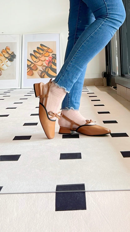 Francesca Midi Heels in Caramel | Comfy Anti-Slip Heels for Wide Feet | 2cm Low Heels