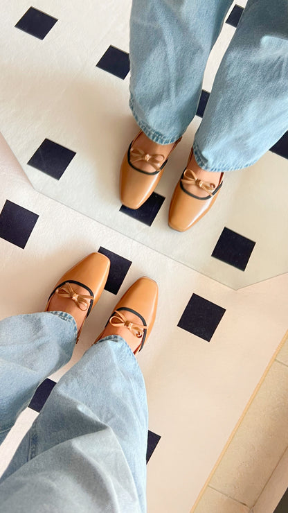 Francesca Midi Heels in Caramel | Comfy Anti-Slip Heels for Wide Feet | 2cm Low Heels