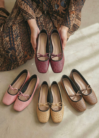 Charlotte In Red Velvet | Square Toe Flats – Handmade Wide Fit Shoes for Daily Comfort | FARAMORE