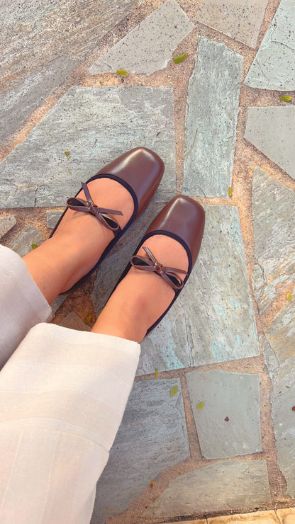 Eloise Flats in Espresso – Handmade Everyday Flats for Women | Wide-Foot Friendly with Strap & Bow