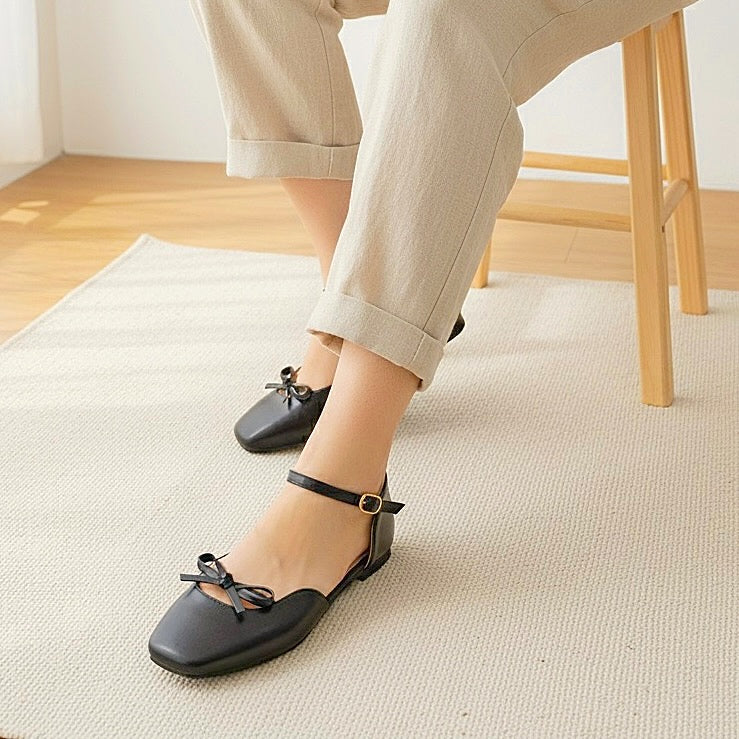 Daphne Flats In Americanno – Handmade Brown Flats for Women | Wide-Foot & Bunion Friendly with Easy Hook Buckle