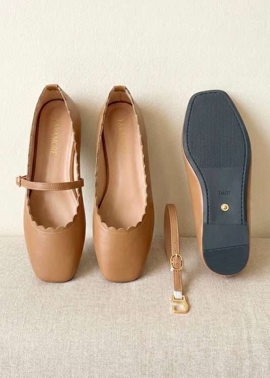 MaryBell Classic In Caramel | 2 Way Detachable Strap Mary Jane Ballerina