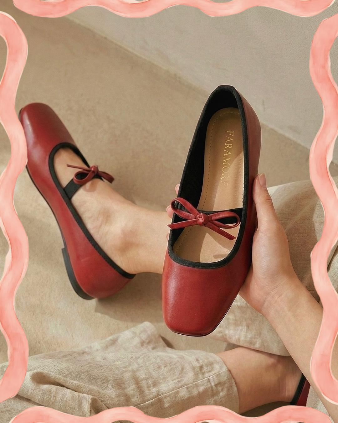 Eloise Flats in Cherry Red – Handmade Everyday Flats for Women | Wide-Foot Friendly with Strap & Bow