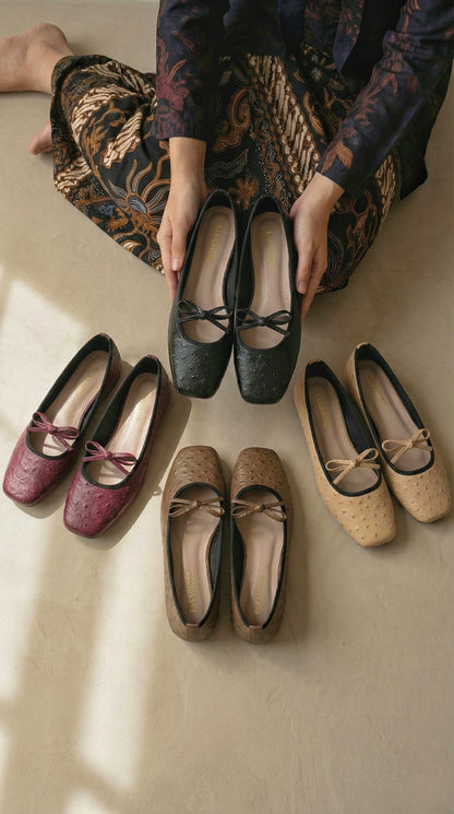 Charlotte In Red Velvet | Square Toe Flats – Handmade Wide Fit Shoes for Daily Comfort | FARAMORE