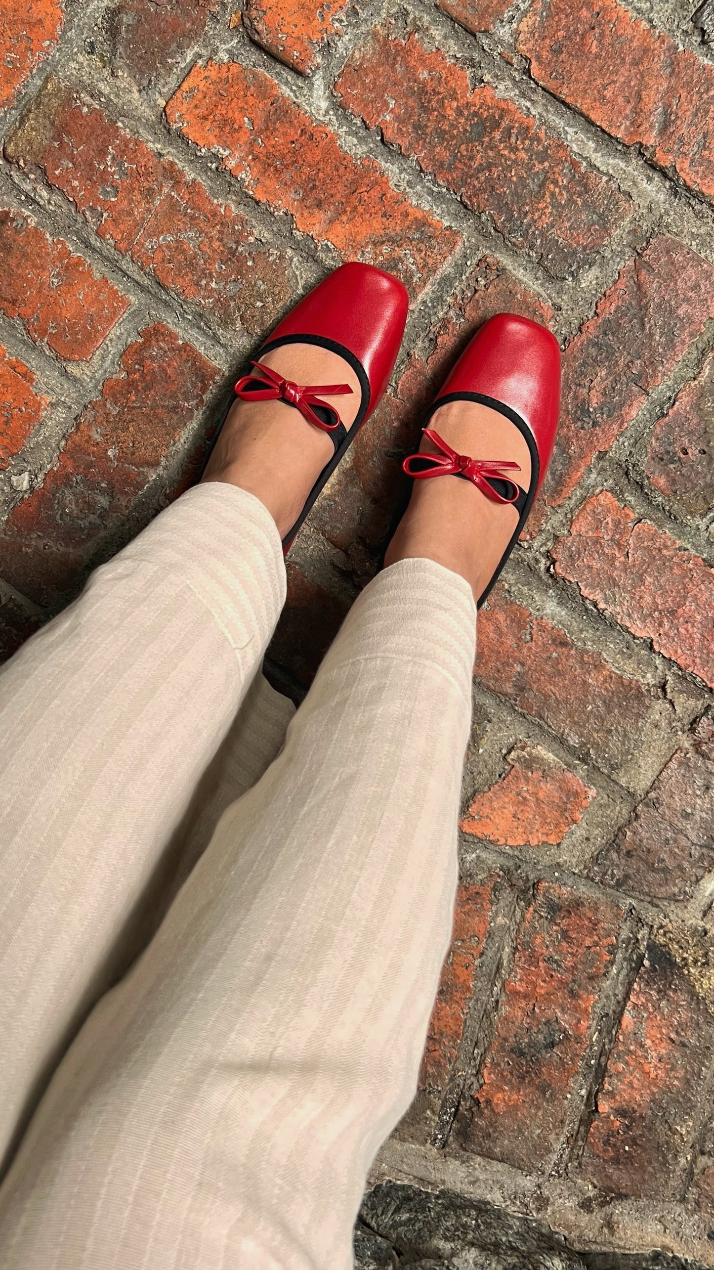 Eloise Flats in Cherry Red – Handmade Everyday Flats for Women | Wide-Foot Friendly with Strap & Bow