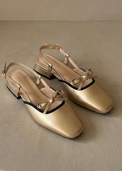 Francesca Midi Heels in Gold | Comfy Anti-Slip Heels for Wide Feet | 2cm Low Heels