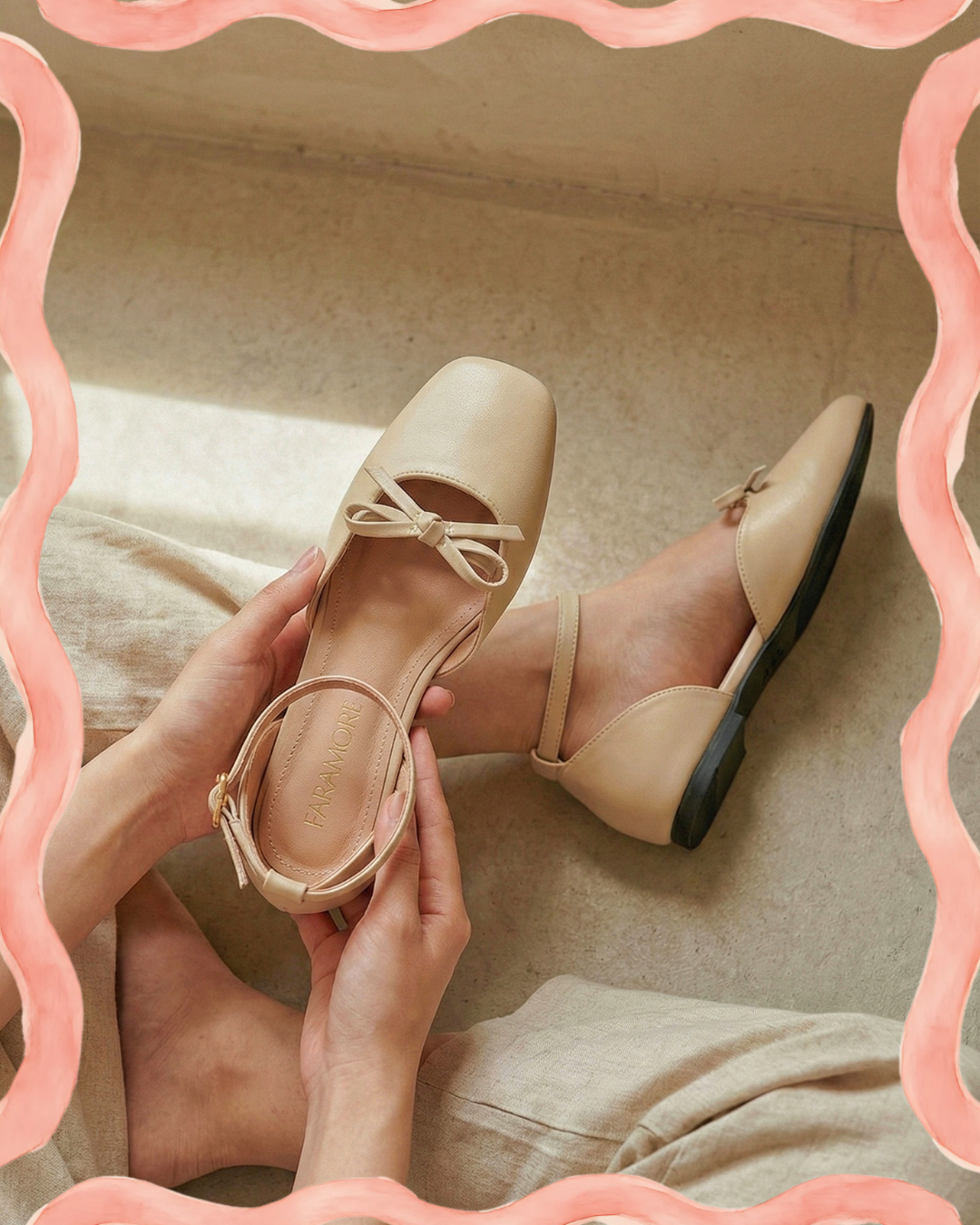 Daphne Flats In Vanilla – Handmade Ankle strap Flats for Women | Wide-Foot & Bunion Friendly with Easy Hook Buckle