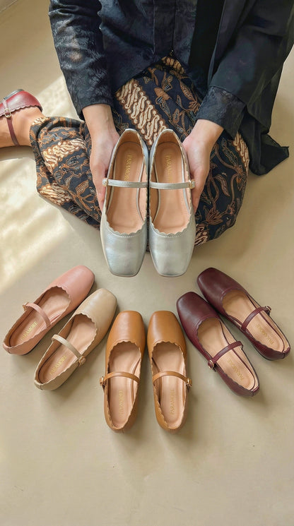 Mary-Bell Flats In Silver | 2 Way Detachable Strap Mary Jane Ballerina