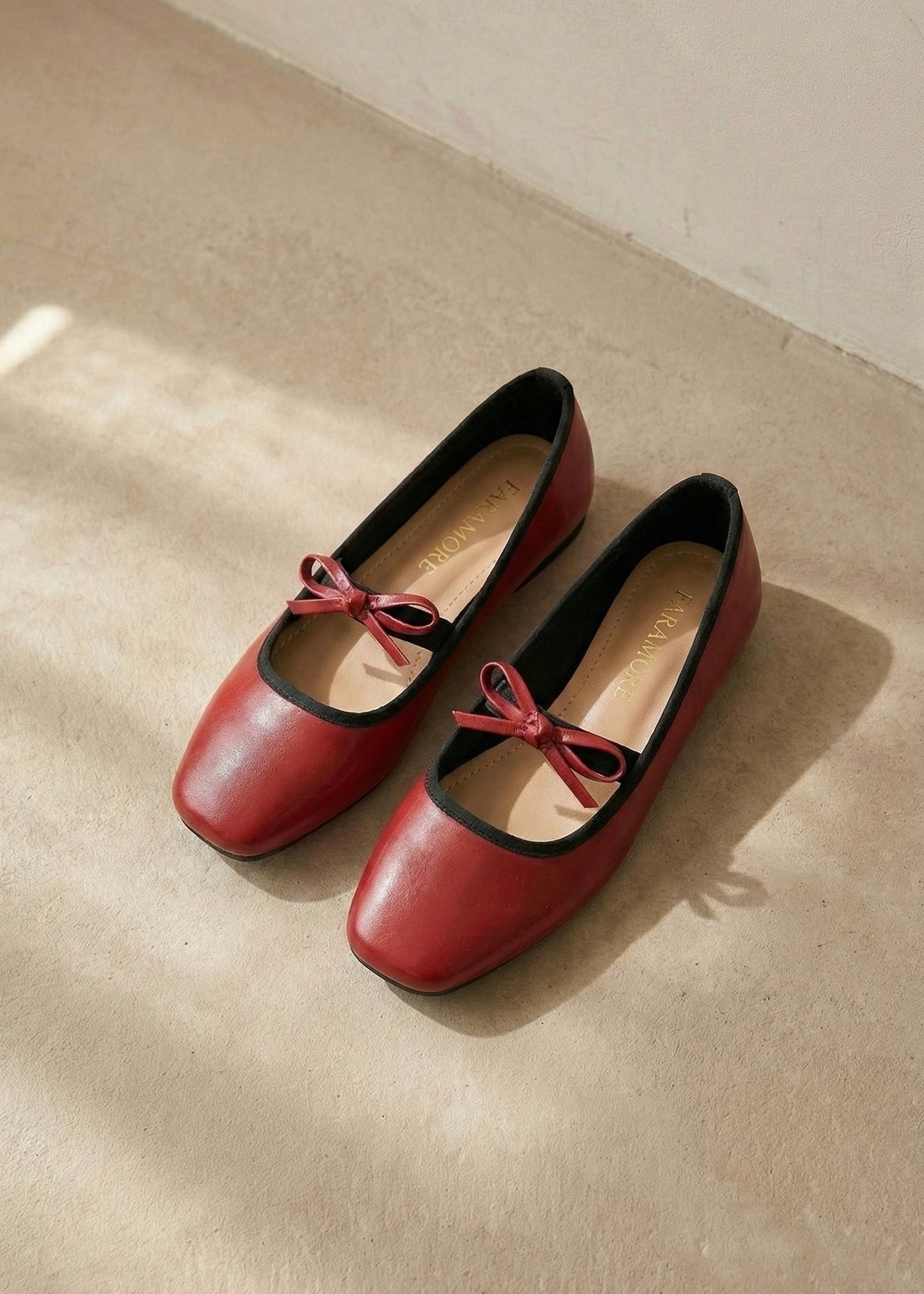 Eloise Flats in Cherry Red – Handmade Everyday Flats for Women | Wide-Foot Friendly with Strap & Bow