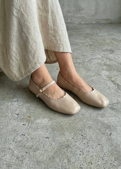 Mary-Bell Flats In Latte | 2 Way Detachable Strap Mary Jane Ballerina
