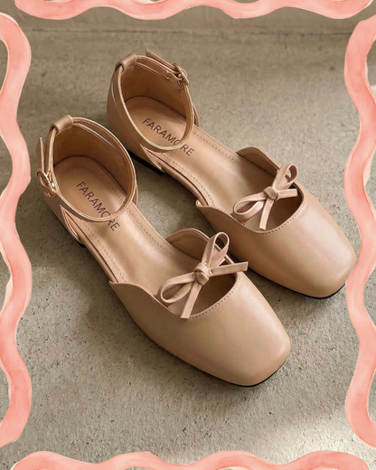 Daphne Flats In Moccachino – Handmade Ankle Strap Flats for Women | Wide-Foot & Bunion Friendly with Easy Hook Buckle