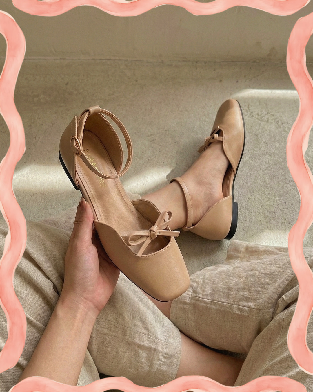 Daphne Flats In Moccachino – Handmade Ankle Strap Flats for Women | Wide-Foot & Bunion Friendly with Easy Hook Buckle