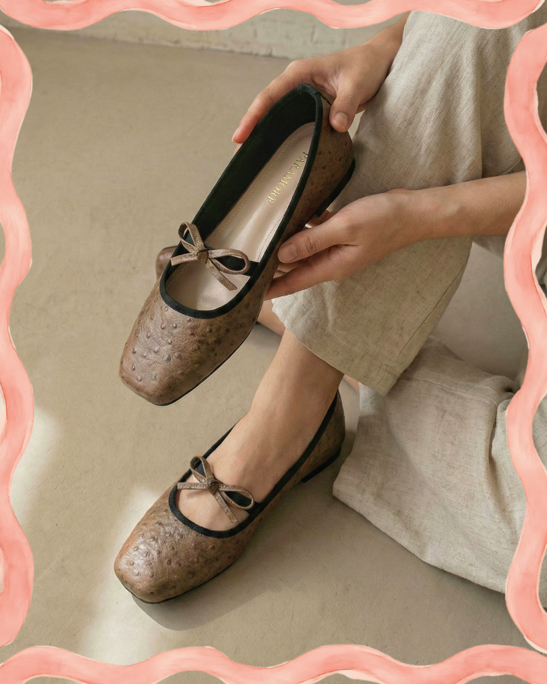 Charlotte In Coffee | Square Toe Flats – Handmade Wide Fit Shoes for Daily Comfort | FARAMORE