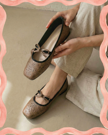 Charlotte In Coffee | Square Toe Flats – Handmade Wide Fit Shoes for Daily Comfort | FARAMORE