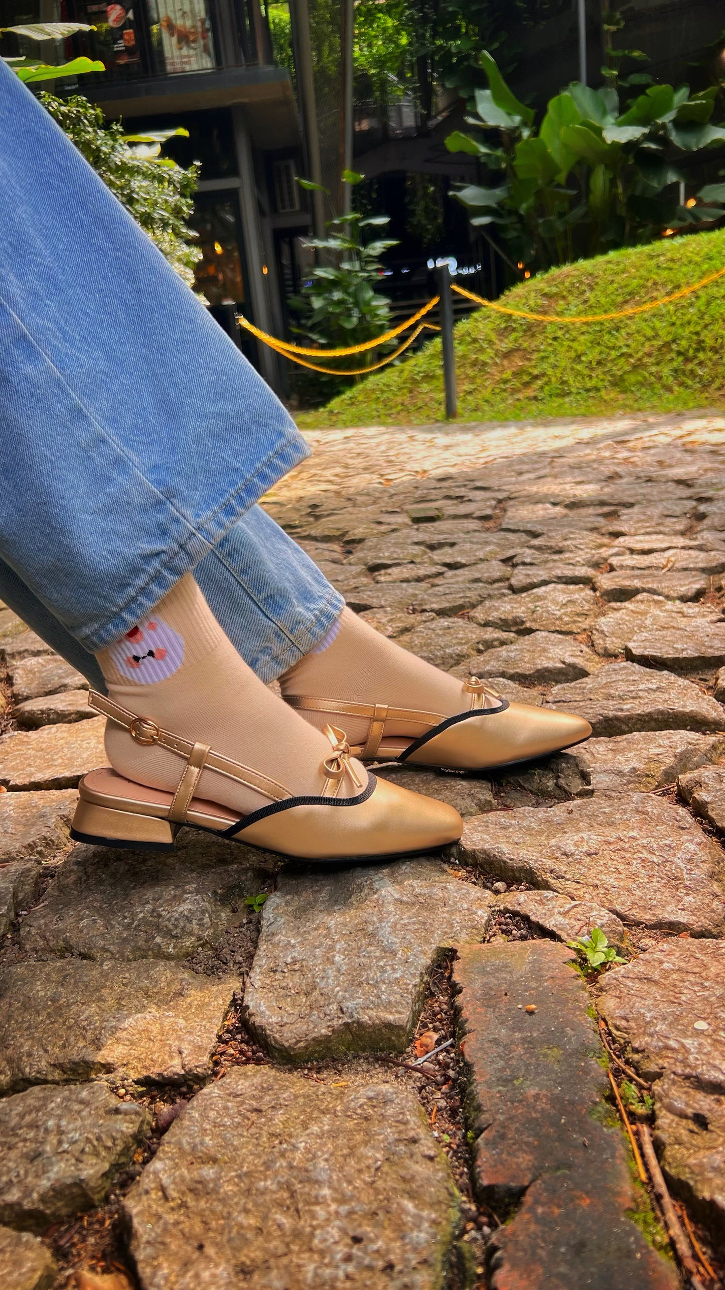 Francesca Midi Heels in Gold | Comfy Anti-Slip Heels for Wide Feet | 2cm Low Heels