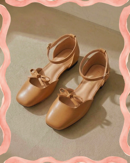 Daphne Flats In Caramel – Handmade Caramel Flats for Women | Wide Foot & Bunion Friendly with Easy Hook Buckle