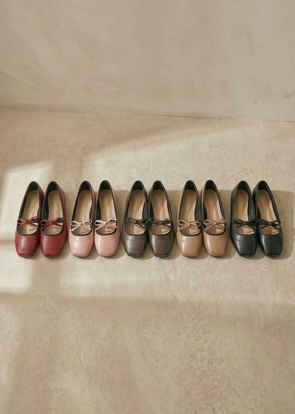 Eloise Flats in Caramel – Handmade Everyday Flats for Women | Wide-Foot Friendly with Strap & Bow