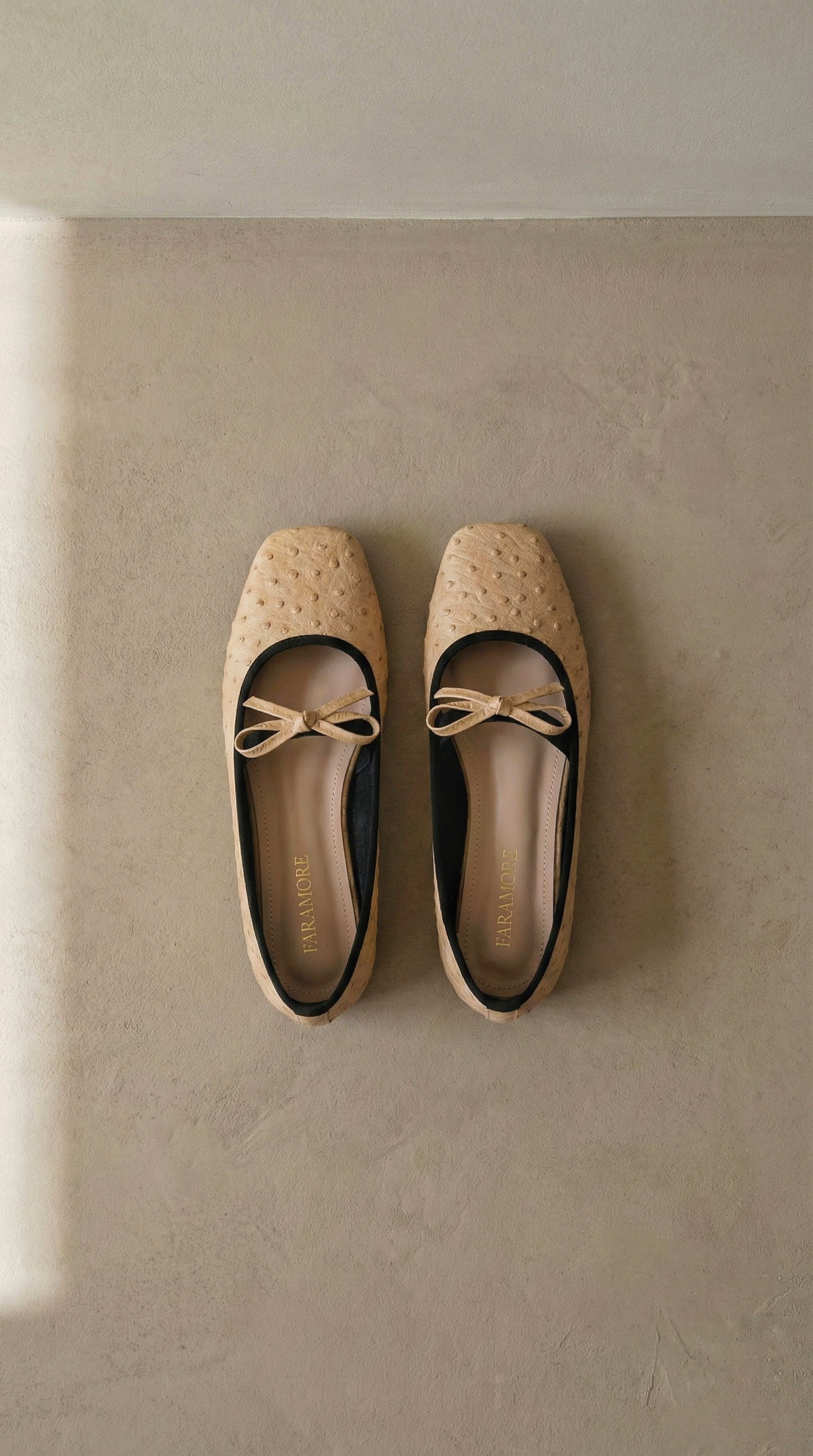 Charlotte In Creme | Square Toe Flats – Handmade Wide Fit Shoes for Daily Comfort | FARAMORE