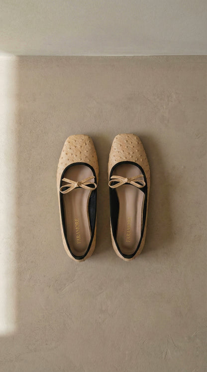 Charlotte In Creme | Square Toe Flats – Handmade Wide Fit Shoes for Daily Comfort | FARAMORE