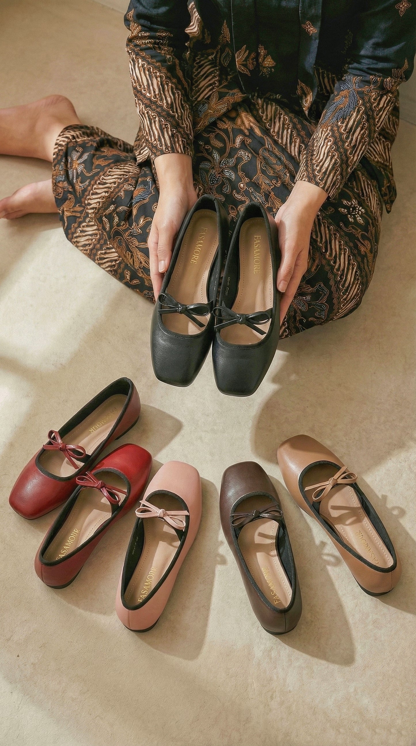 Eloise Flats in Caramel – Handmade Everyday Flats for Women | Wide-Foot Friendly with Strap & Bow