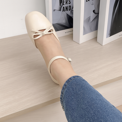 Daphne Flats In Vanilla – Handmade Brown Flats for Women | Wide-Foot & Bunion Friendly with Easy Hook Buckle