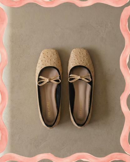 Charlotte In Creme | Square Toe Flats – Handmade Wide Fit Shoes for Daily Comfort | FARAMORE