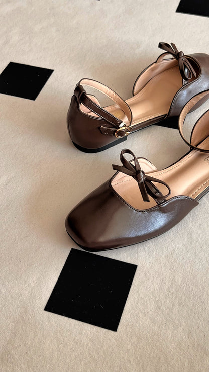 Daphne Flats In Espresso – Handmade Brown Flats for Women | Wide-Foot & Bunion Friendly with Easy Hook Buckle