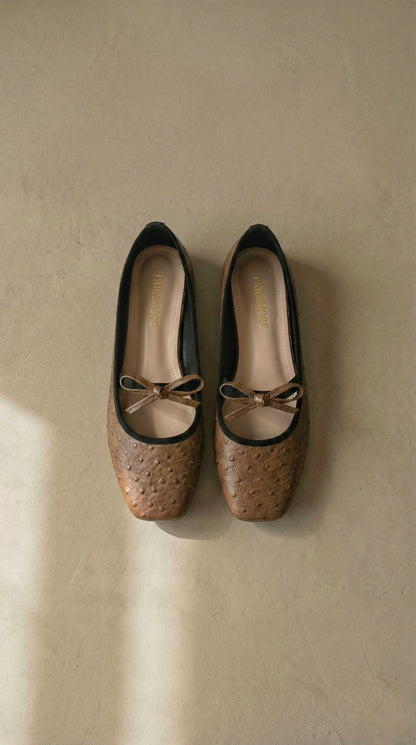 Charlotte In Coffee | Square Toe Flats – Handmade Wide Fit Shoes for Daily Comfort | FARAMORE