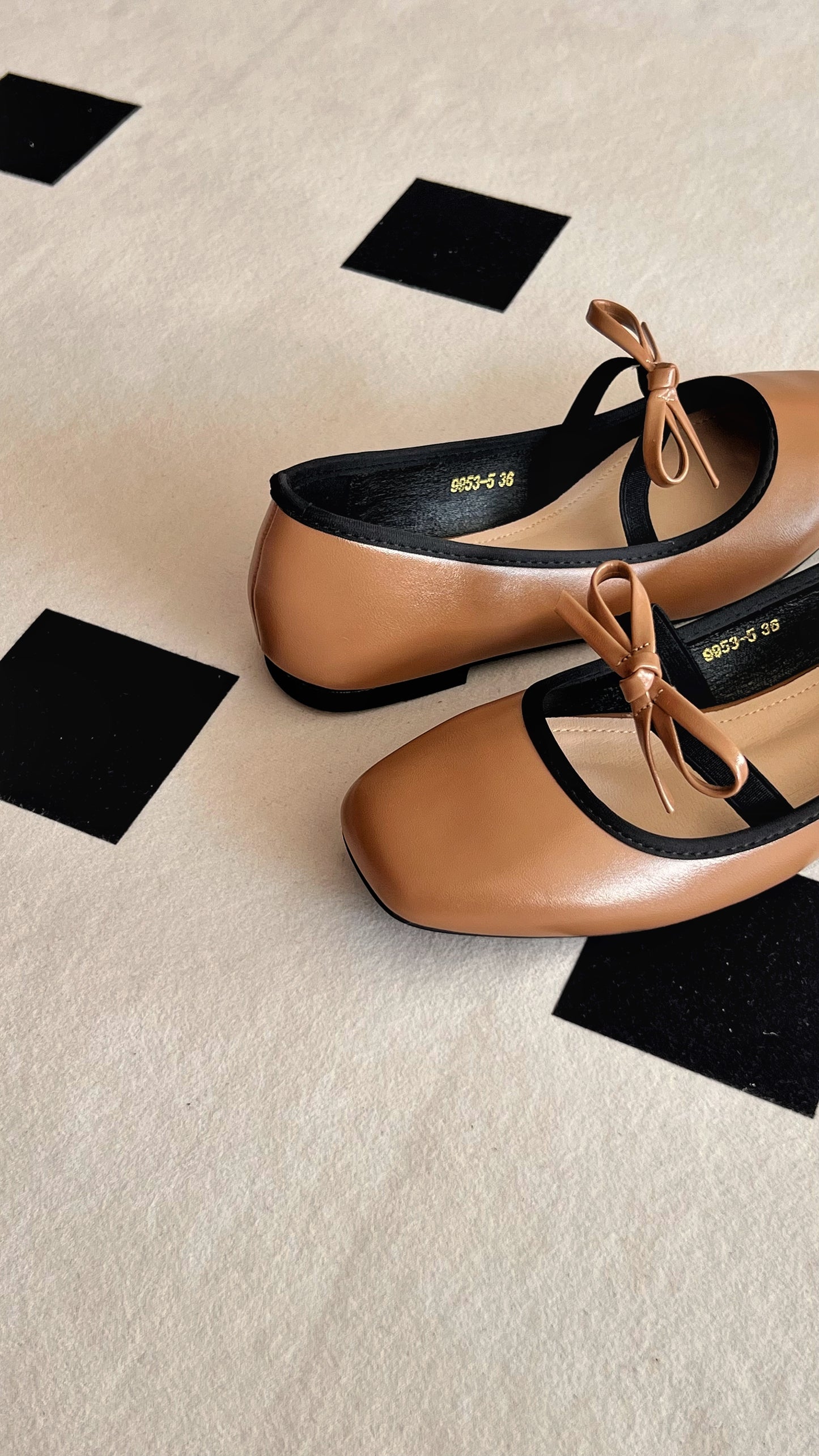 Eloise Flats in Caramel – Handmade Everyday Flats for Women | Wide-Foot Friendly with Strap & Bow