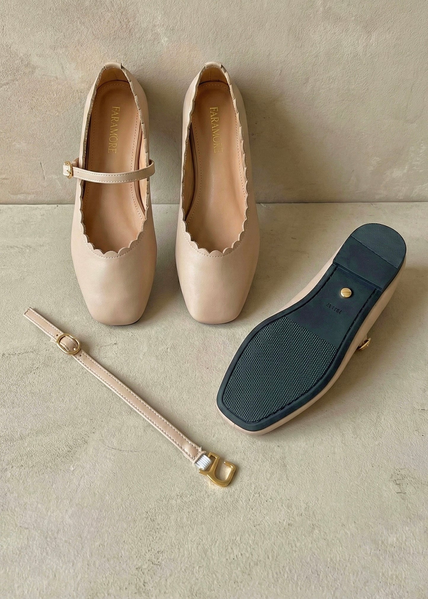 Mary-Bell Flats In Latte | 2 Way Detachable Strap Mary Jane Ballerina