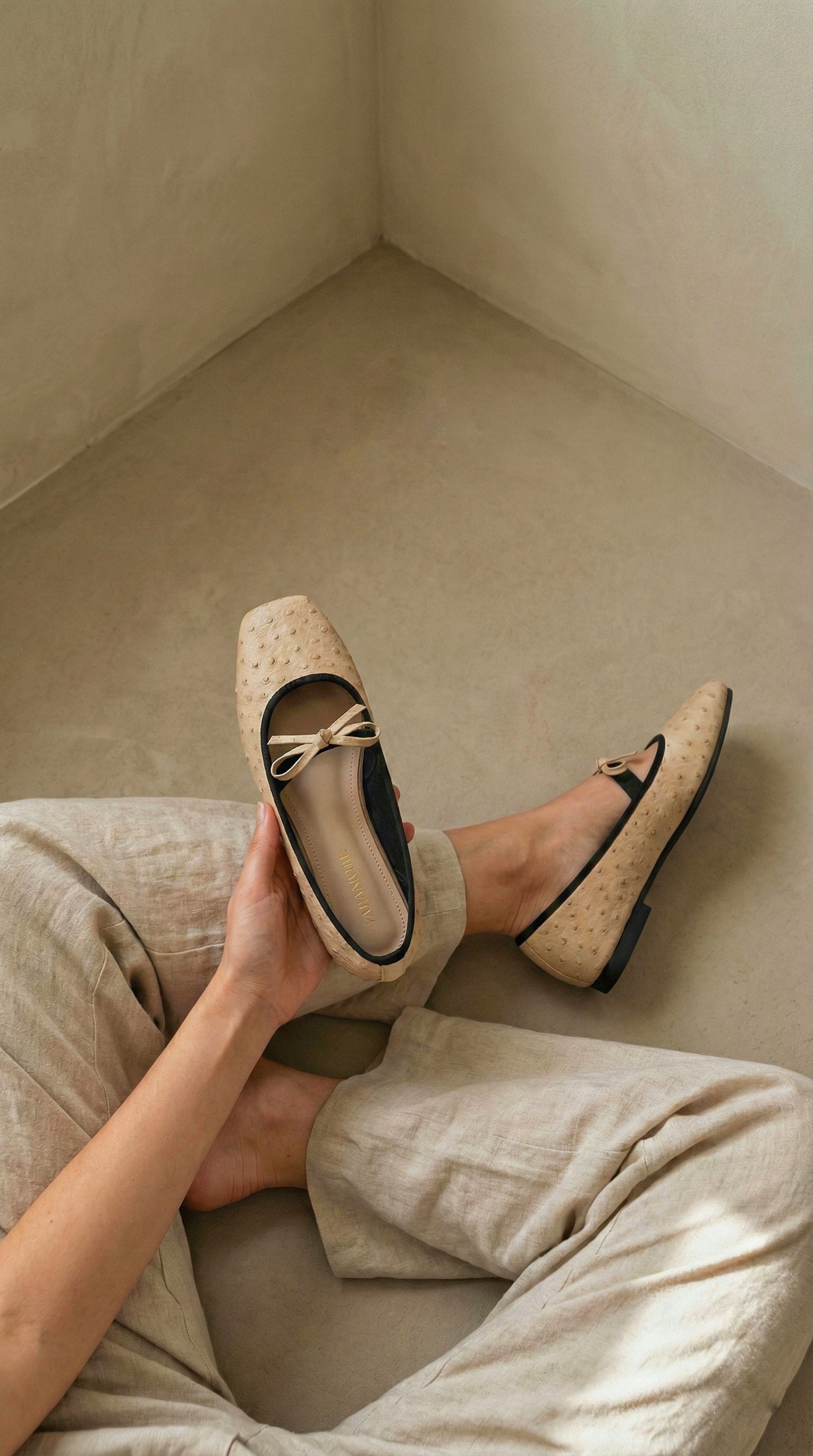 Charlotte In Creme | Square Toe Flats – Handmade Wide Fit Shoes for Daily Comfort | FARAMORE